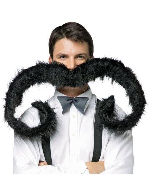 Front. Rasta Imposta - 60" Super Stache Costume Moustache: Black One Size - Black.