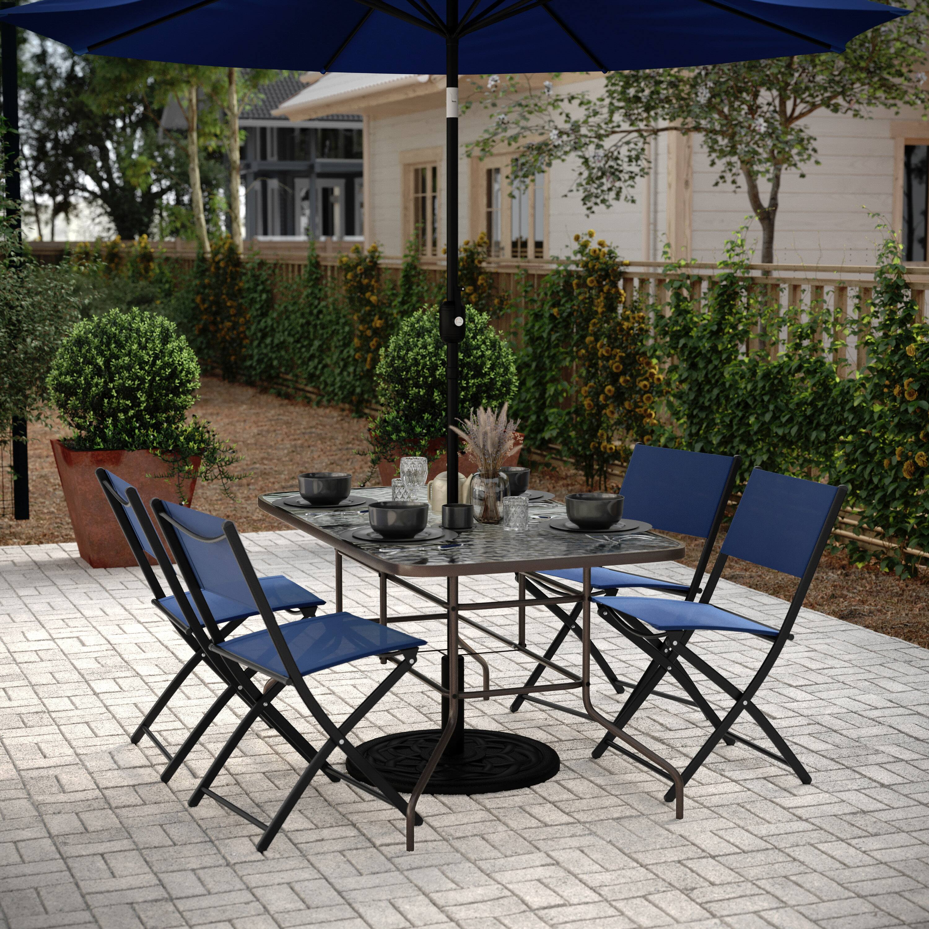 Alt View 1. Flash Furniture - Tory 31.5" x 55" Bronze Rectangular Tempered Glass Metal Table with Umbrella Hole - Brown.