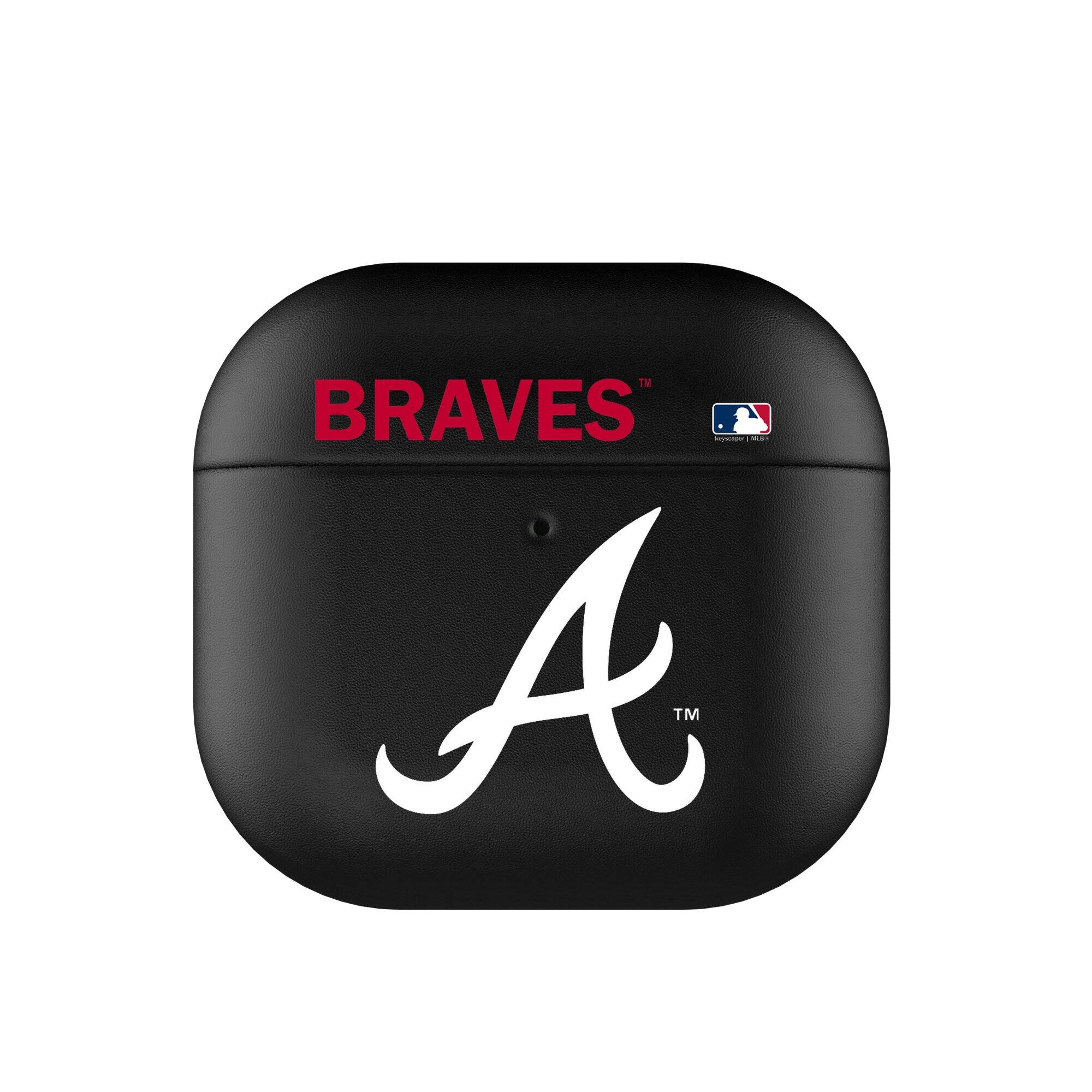 Front. Keyscaper - Atlanta Braves Atlanta Braves Insignia AirPods 4th Generation Case Cover - No Size - Black.