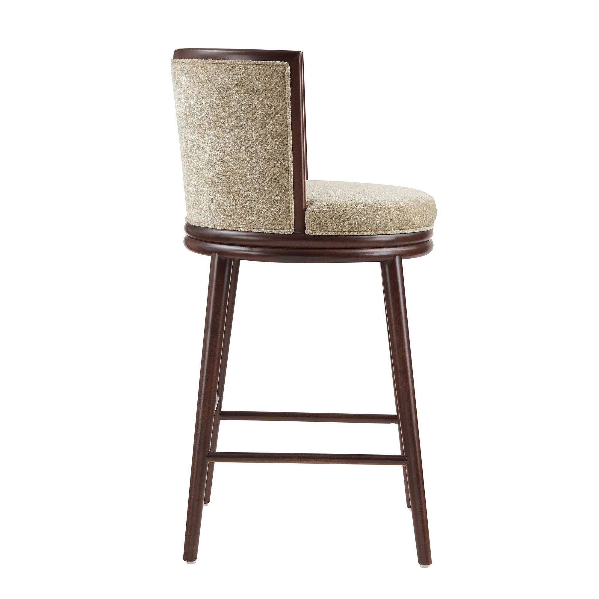 Alt View 3. Manhattan Comfort - Evalyn Modern Wood Upholstered Barstool - Set of 3 - Natural.