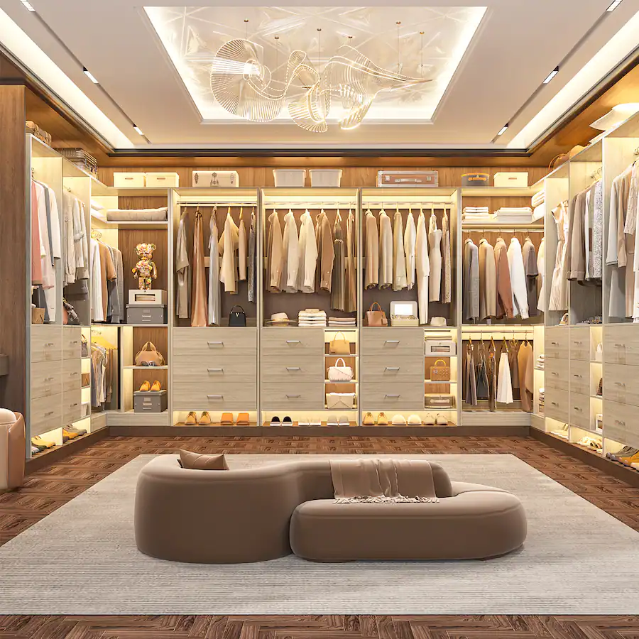 Alt View 4. Aheaplus - L Shaped Closet System with 6 Drawers, 4 Hanging ...