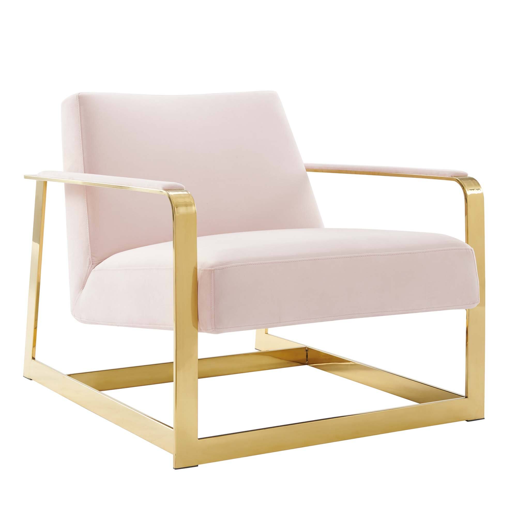 Angle. Modway - Seg Performance Velvet Accent Chair by Modway - Gold Pink.