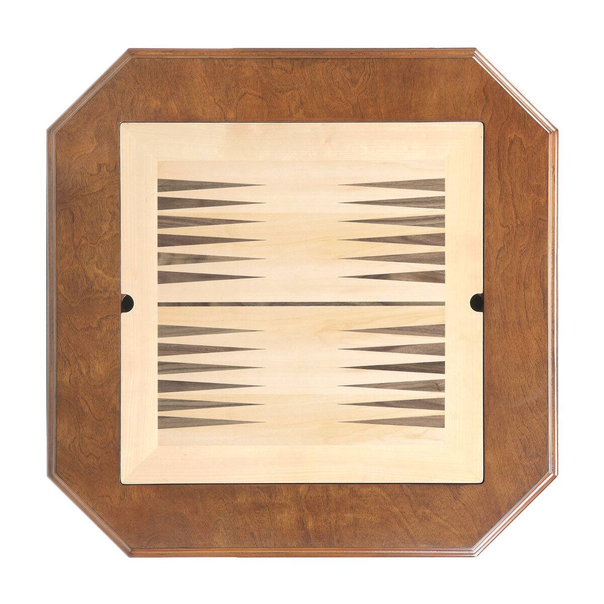 Alt View 1. Bothwa Home - Wood Pedestal Game Table with Reversible Chess Checkers Backgammon Top and Storage Drawer - Walnut.