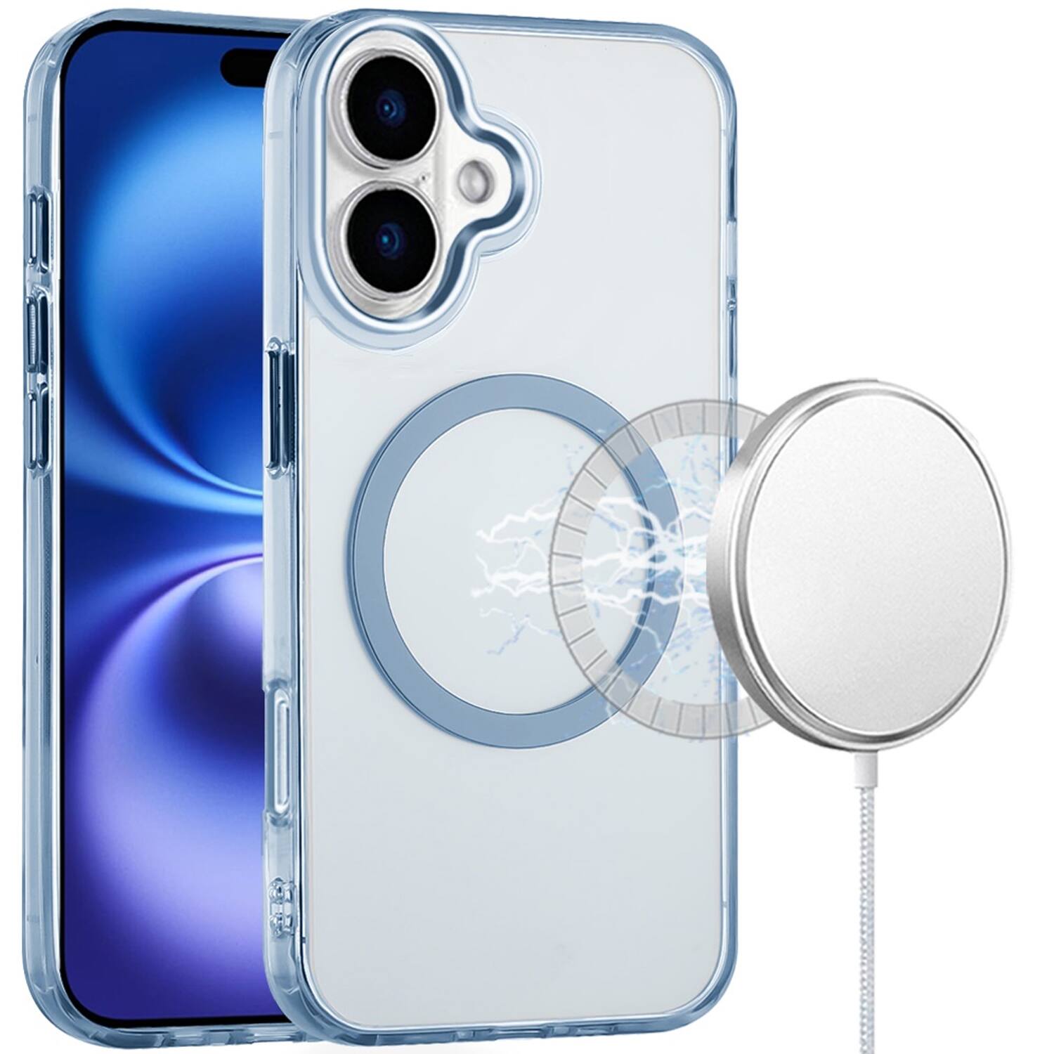Alt View 6. Equipd - Case for iPhone 17 (6.3"), MagSafe Compatible, Acrylic Back w/ TPU Frame, Transparent Slim Magnetic Protective Cover - Light Blue.