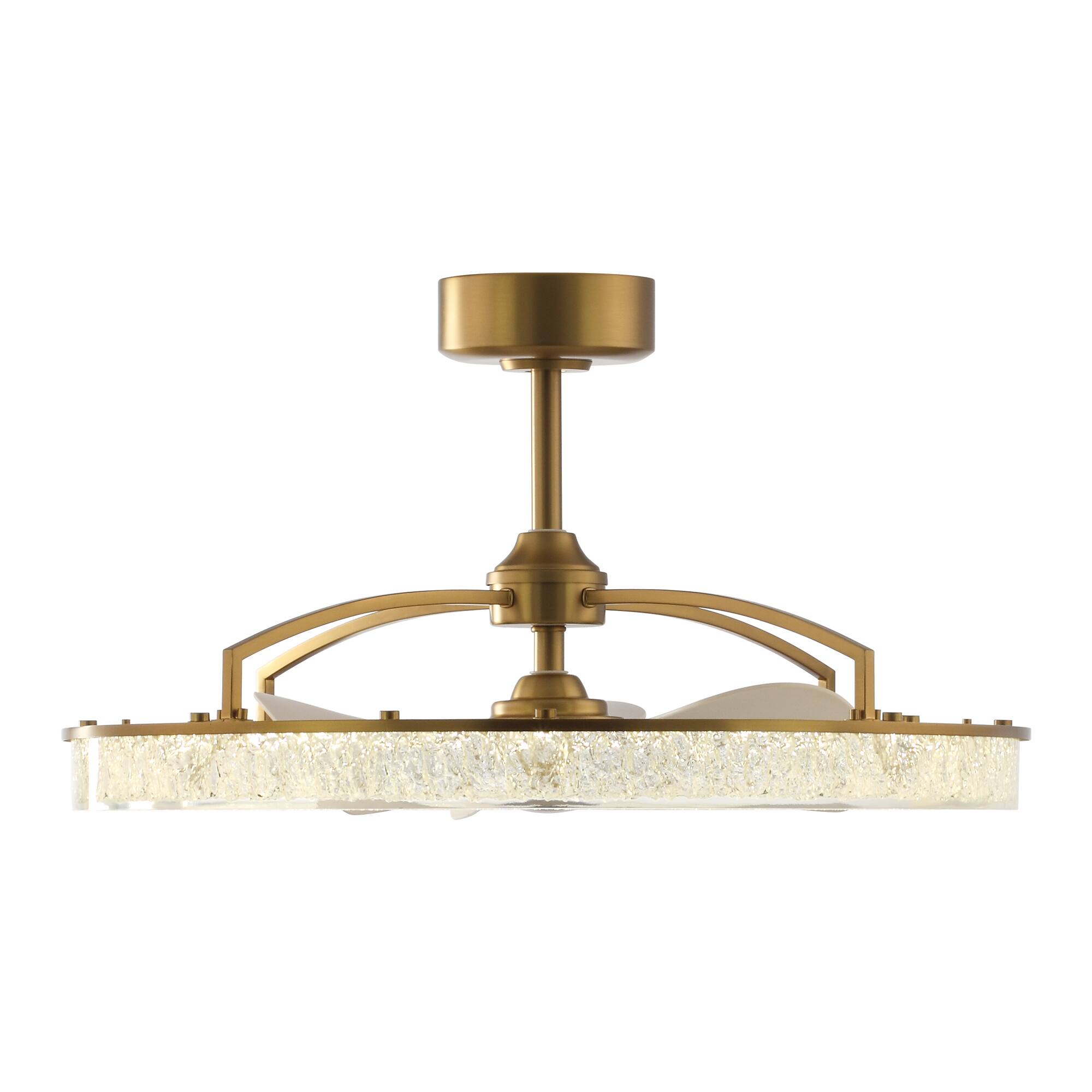 Alt View 5. Perimost - 33" Modern Gold Resin Shade Ceiling Fan Chandelier with Remote and DC Reversible Motor - Gold.