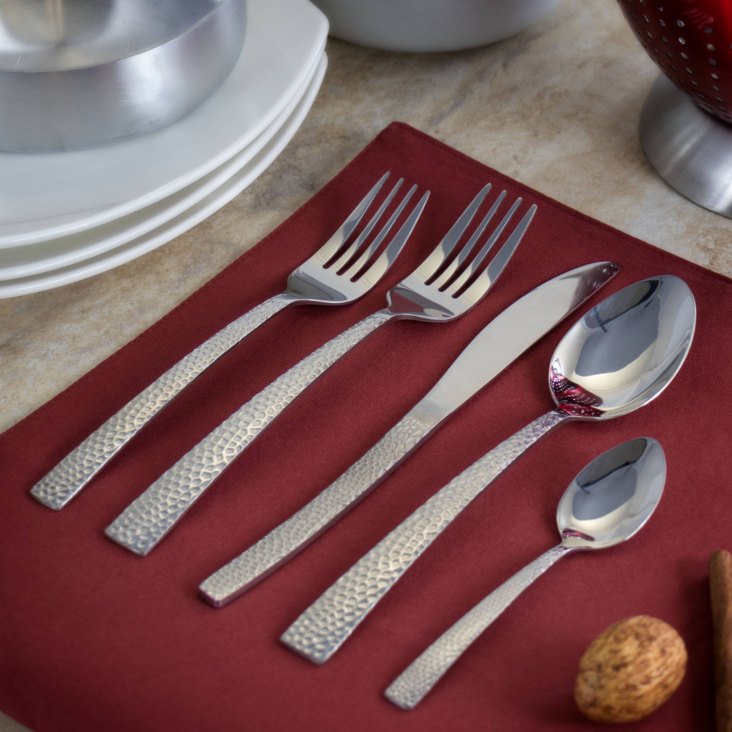Alt View 4. MegaChef - MegaChef Baily 20 Piece Flatware Utensil Set, Stainless Steel Silverware Metal Service for 4 in Silver - Silver.