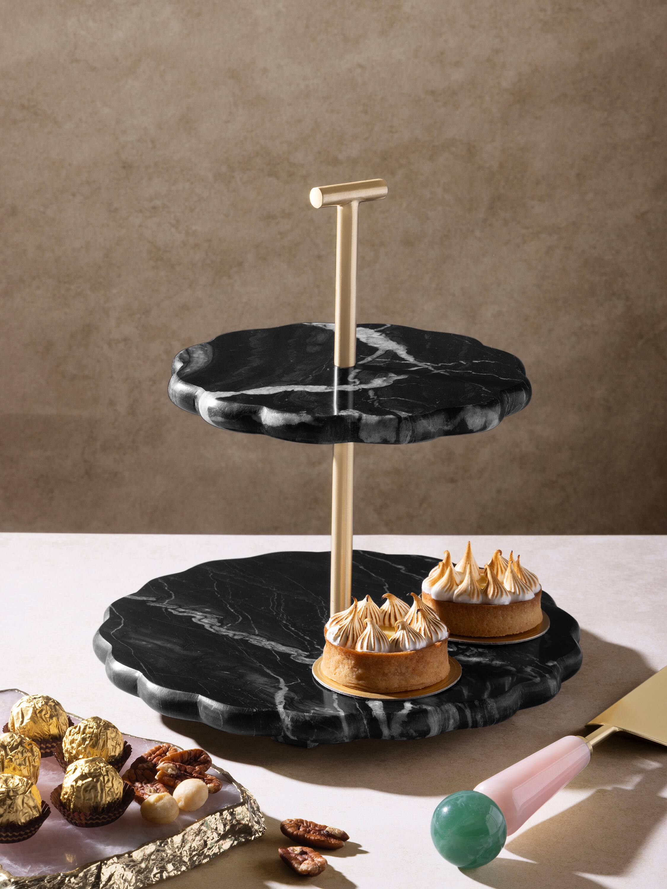 Angle. GAURI KOHLI - Concorde Cake Stand - Shades of black and gray.