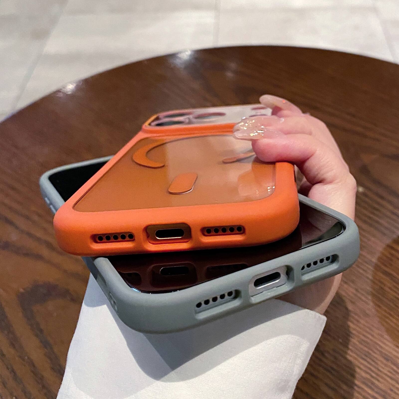Alt View 3. Dteck - for Apple iPhone 17 Pro Max Clear Magnetic Shockproof Case,Non-Slip Hard PC+TPU Bumper Mag Safe Wireless Charging Cover - Orange.