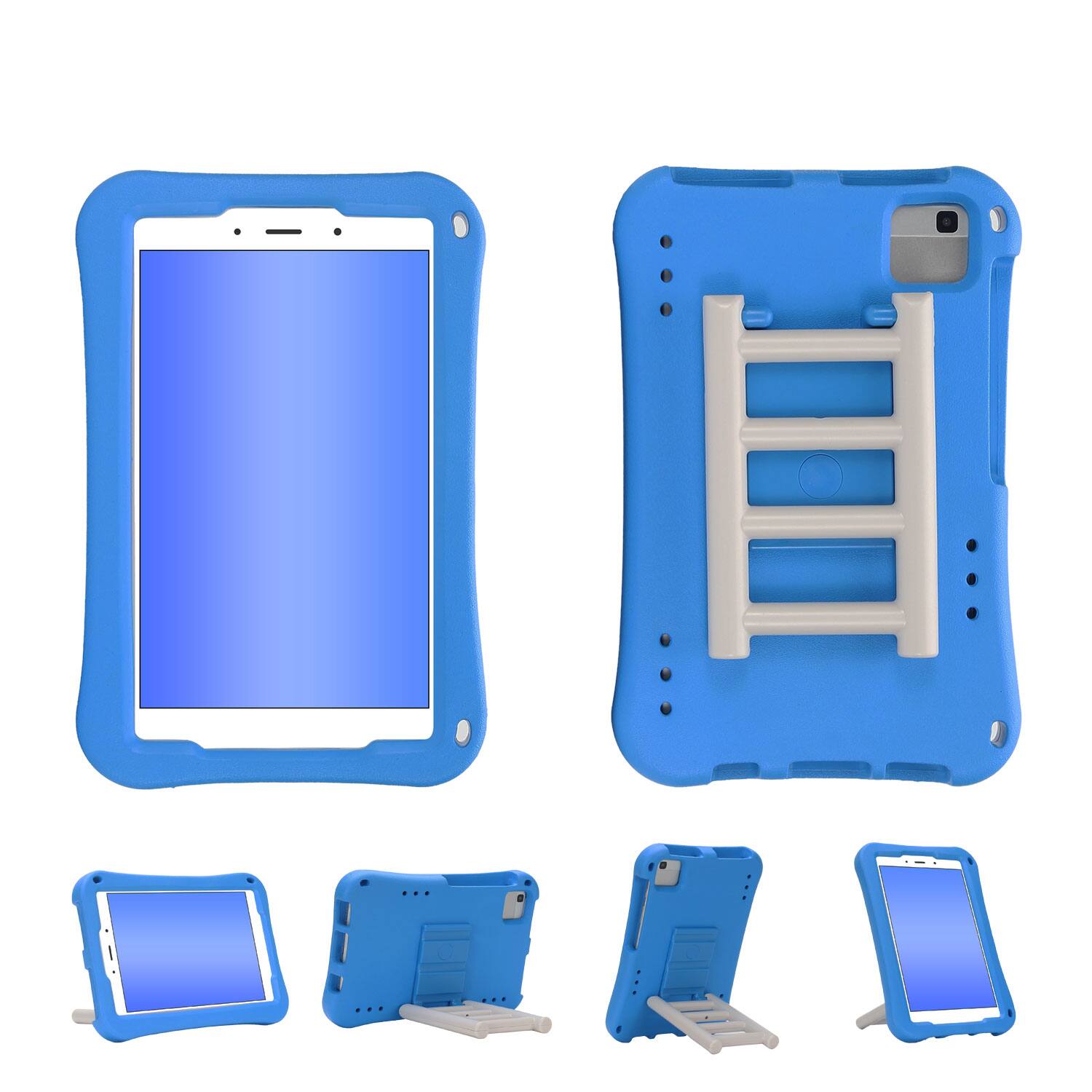 Angle. Dteck - for Samsung Galaxy Tab A9 8.7" 2023 (SM-X110/X115) Rugged Case,Shockproof Heavy Duty EVA Cover with Rotating Stand - Blue.