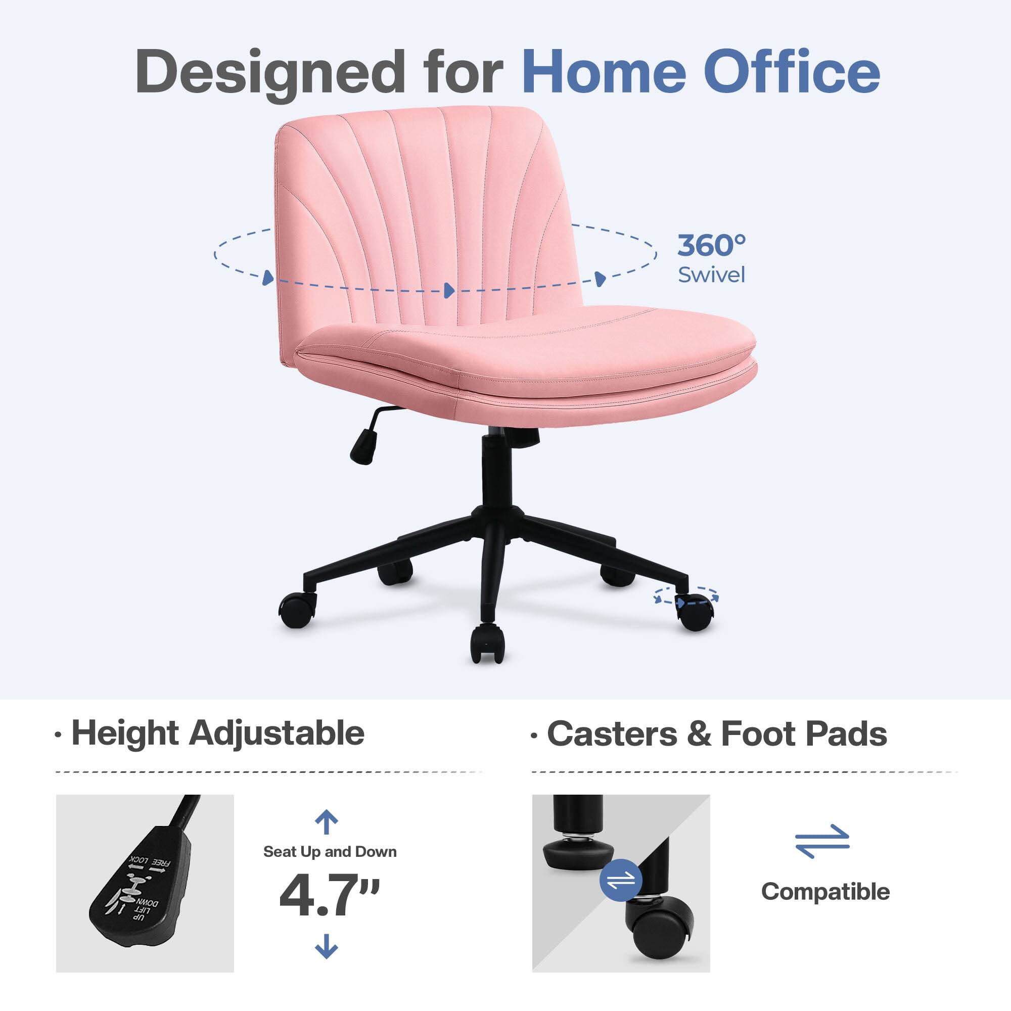 Designed for Home Office

- 360° Swivel
- Height Adjustable
  - Seat Up and Down 4.7"
- Casters & Foot Pads
  - Compatible