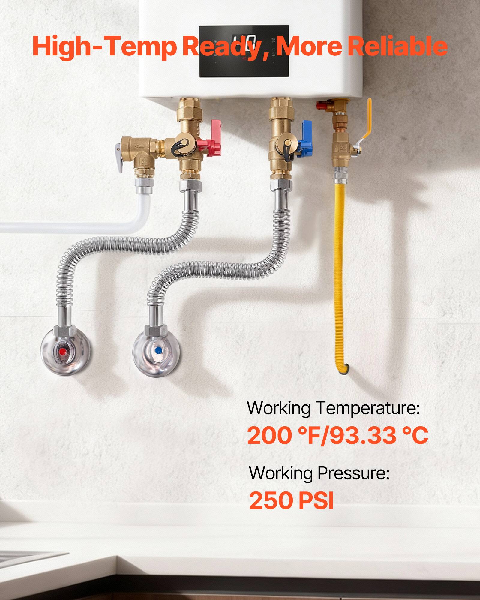 High-Temp Ready, More Reliable

Working Temperature: 200 °F/93.33 °C

Working Pressure: 250 PSI