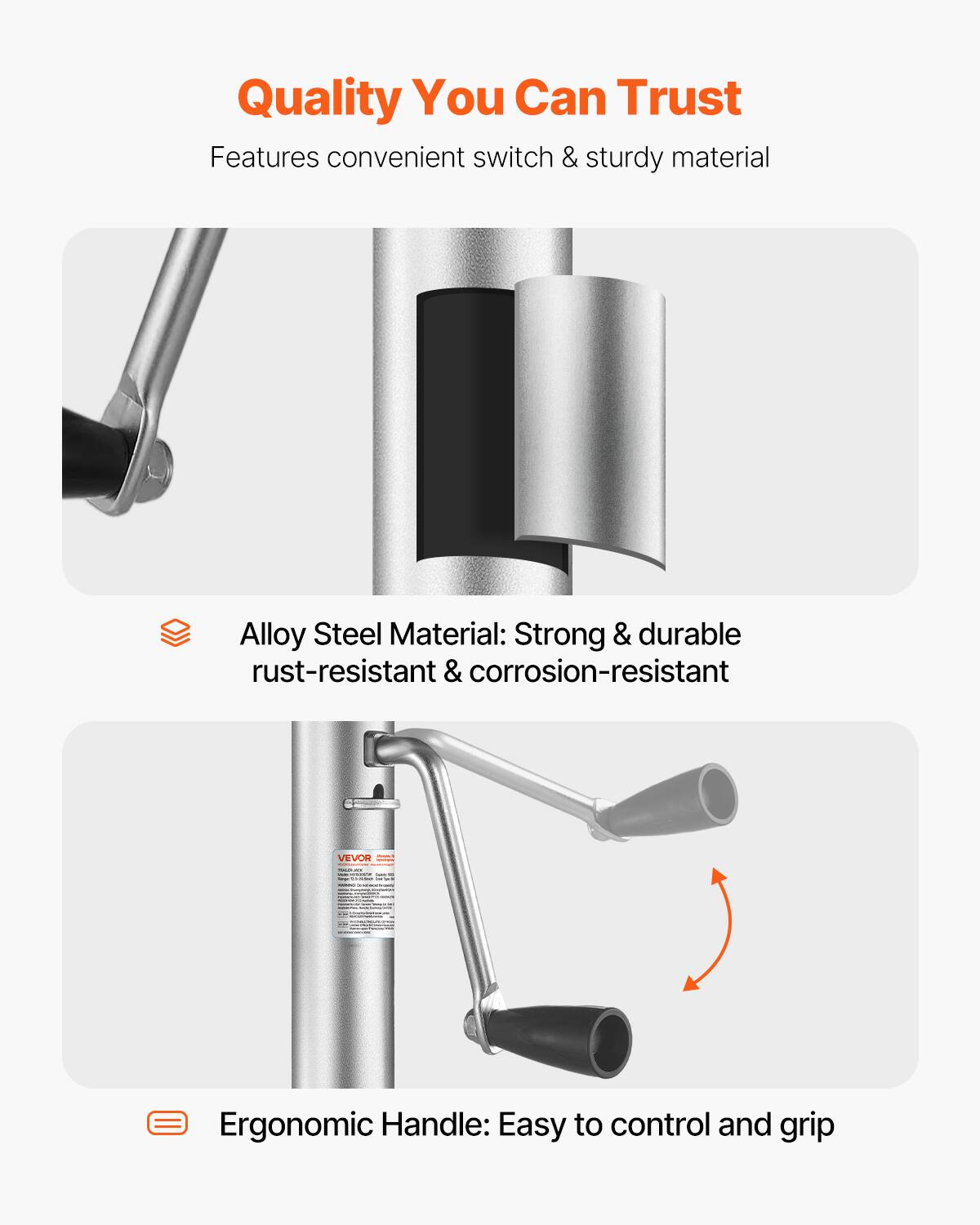 Quality You Can Trust  
Features convenient switch & sturdy material  

Alloy Steel Material: Strong & durable rust-resistant & corrosion-resistant  

Ergonomic Handle: Easy to control and grip