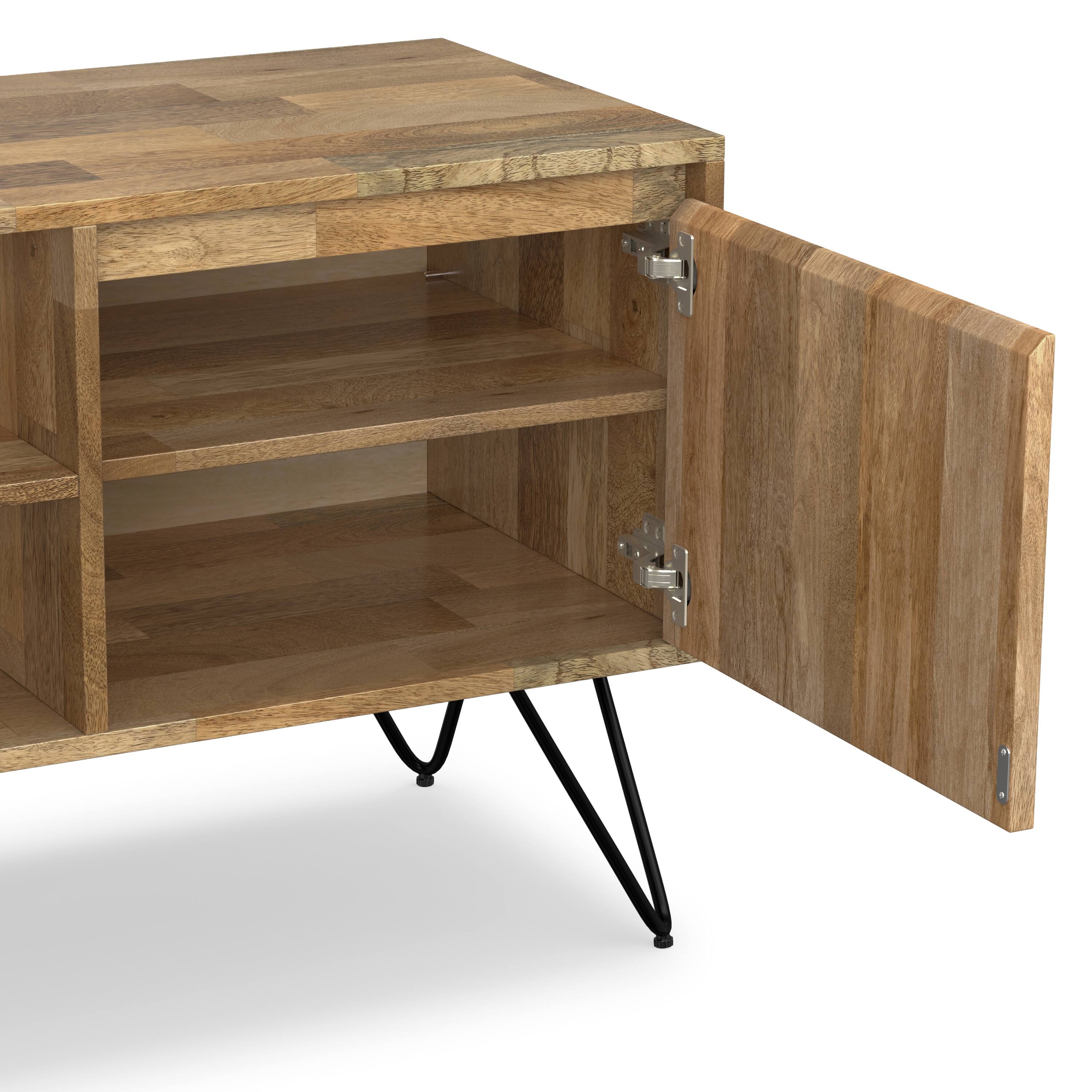 Alt View 4. Simpli Home - Hunter Solid Mango Wood 60 inch Wide Industrial TV Media Stand For TVs up to 65 inches - Natural.