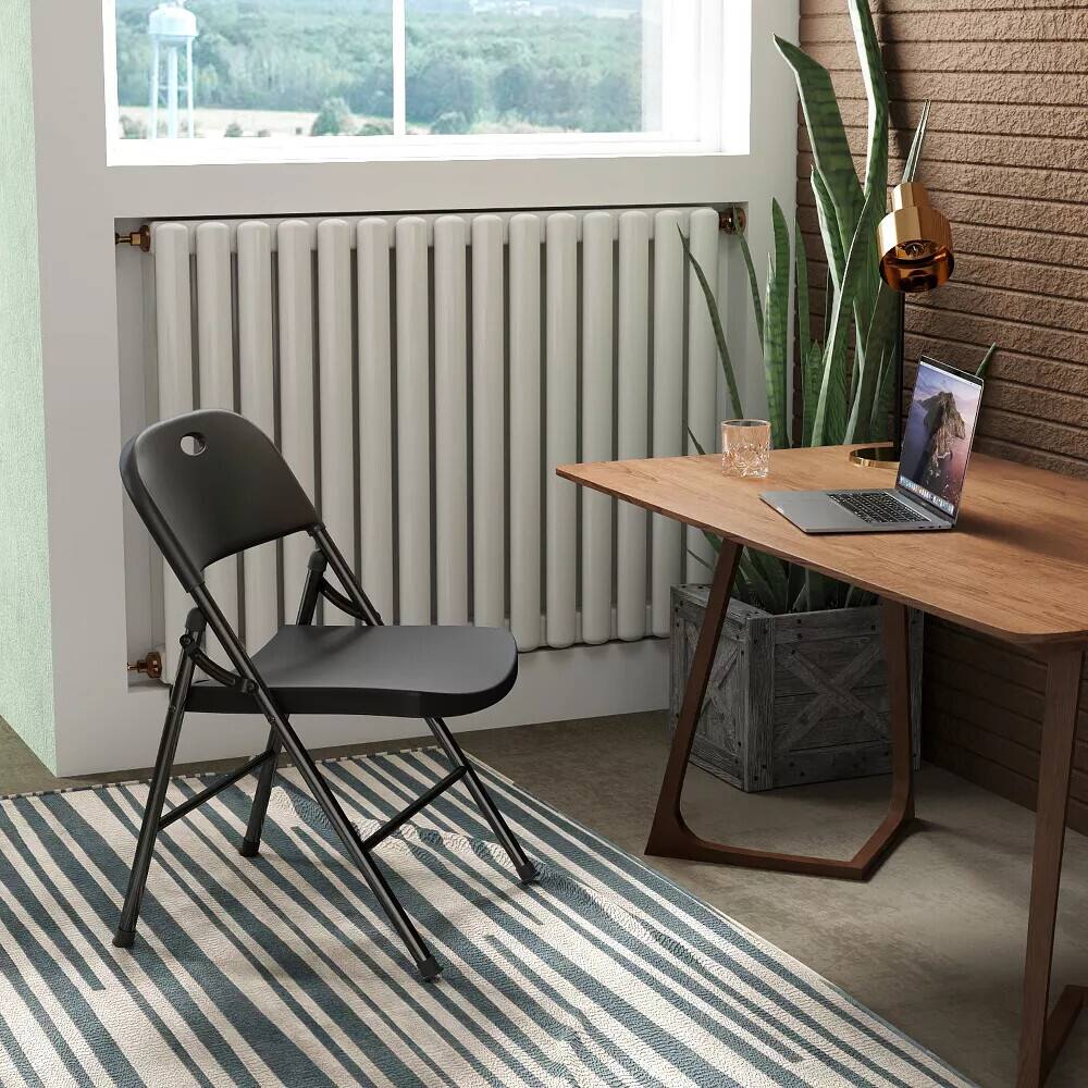 Alt View 4. HONGGE - 6 Pack Heavy Duty Folding Chairs with Ergonomic Contoured Seats and 330 lb Capacity - Black.