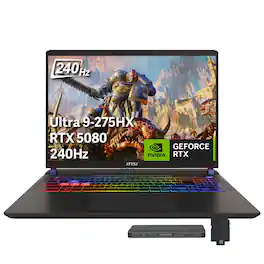 MSI - Vector 16" 240Hz QHD+ Gaming,Intel Ultra 9-275HX,RTX 5080,32GB RAM,1TB SSD+1TB Dock Set,Backlit Keyboard,Win 11 - Gray