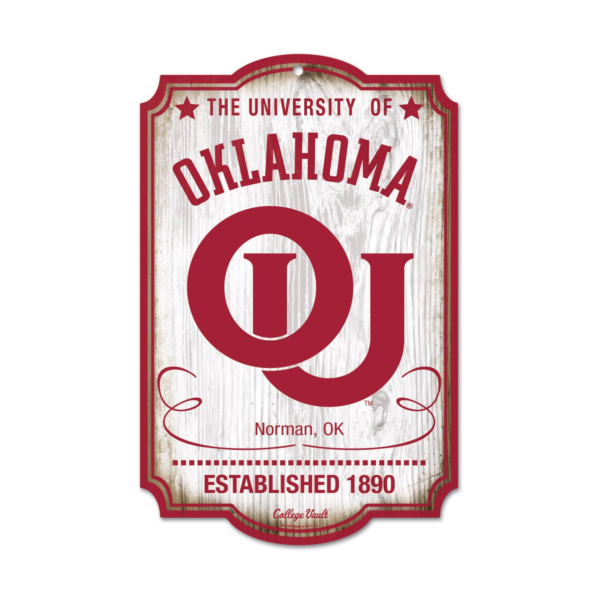 Oklahoma Sooners 11" x 17" College Vault Vintage Wood Sign