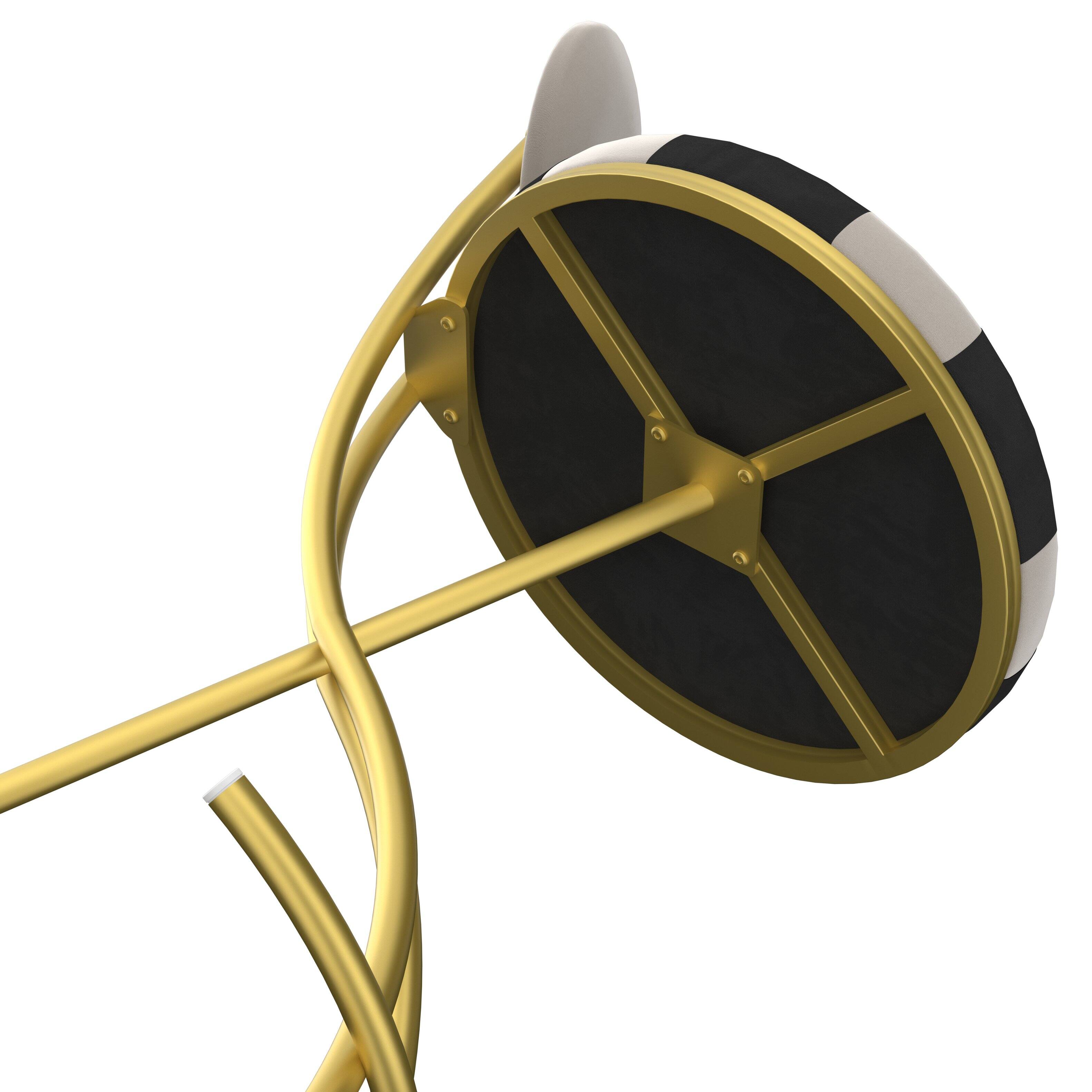 Alt View 7. PexFix - Modern Velvet Bar Stools, Set of 2, S-Shaped with Football Print, Upholstered for Kitchen & Living Room - Gold.