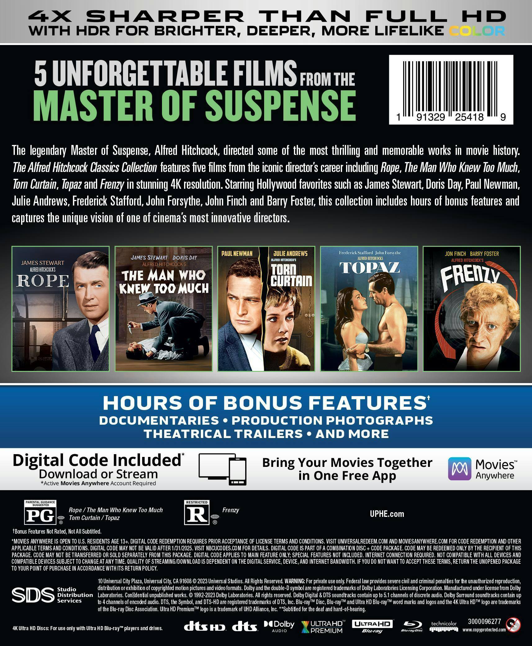Back. The Alfred Hitchcock Classics Collection   - 4K Blu-Ray.