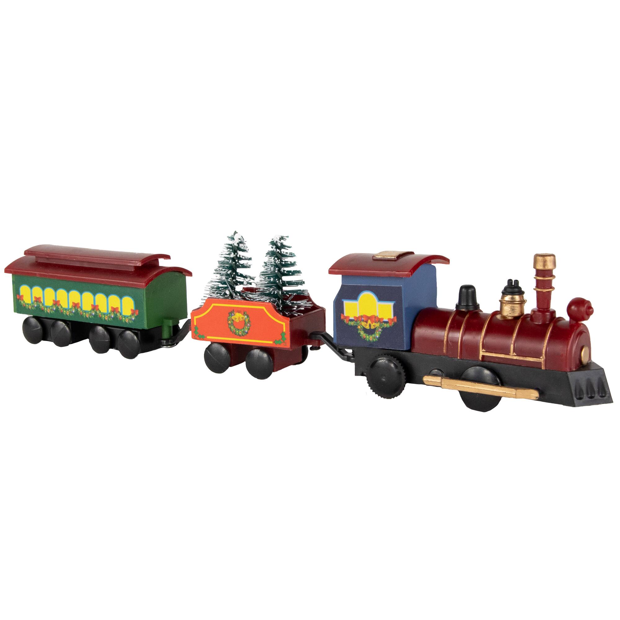 Alt View 3. Northlight - Animated Christmas Train Set Carrying Frosted Pine Trees - 9-Piece - Red.