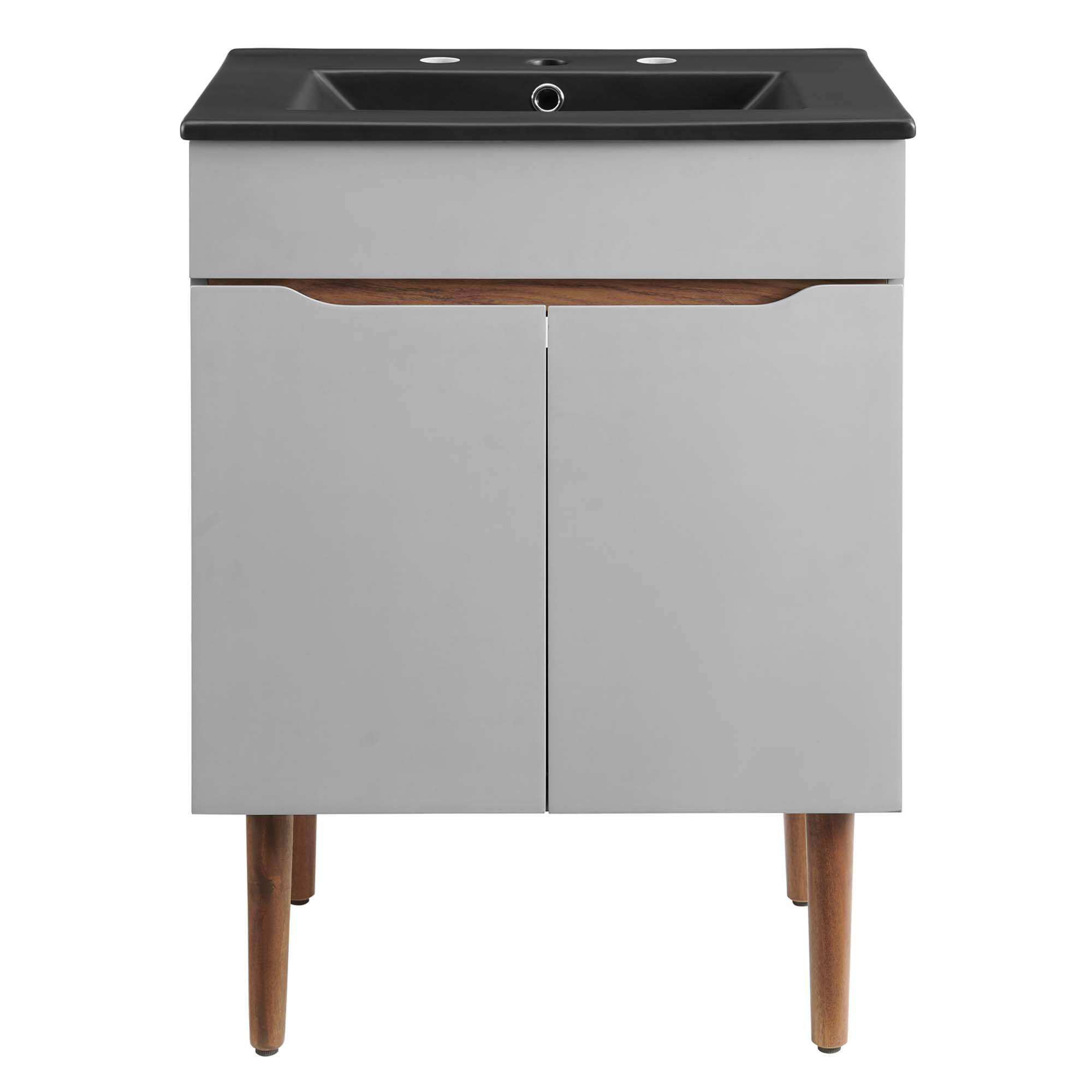 Alt View 2. Modway - Harvest Bathroom Vanity Basin Included - Gray Black.