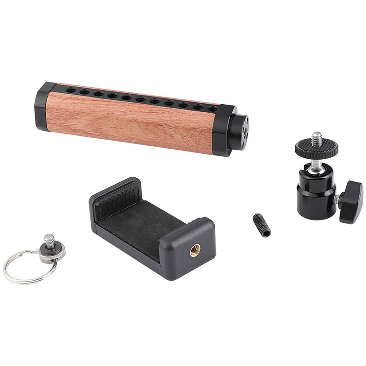 Alt View 3. CAMVATE - CAMVATE Wooden Handle Grip with Adjustable Smartphone Clip & Mini Ball Head Mount.
