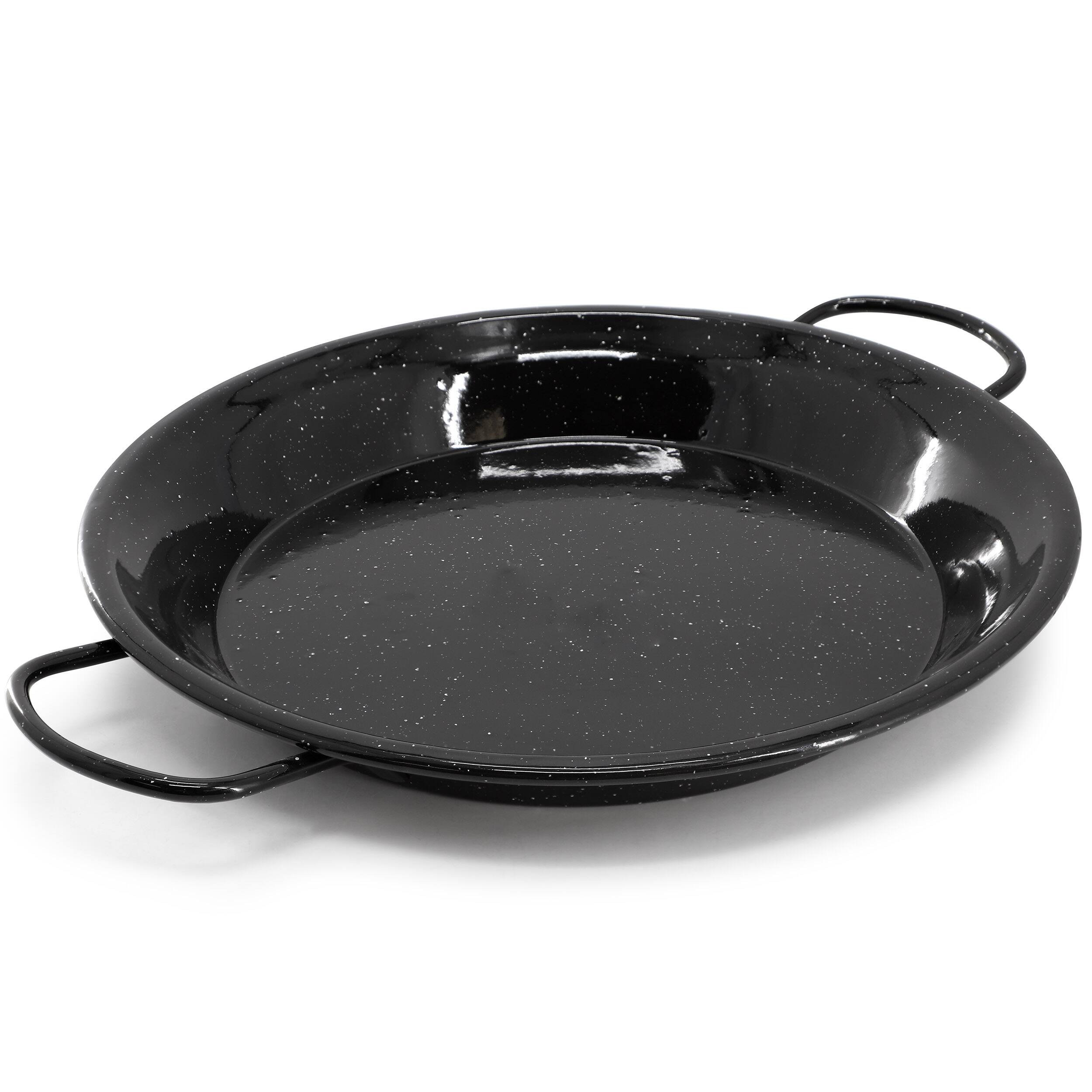 Alt View 1. Oster - Oster Castillo 11 Inch Enameled Steel Paella Pan in Speckled Black - Black.