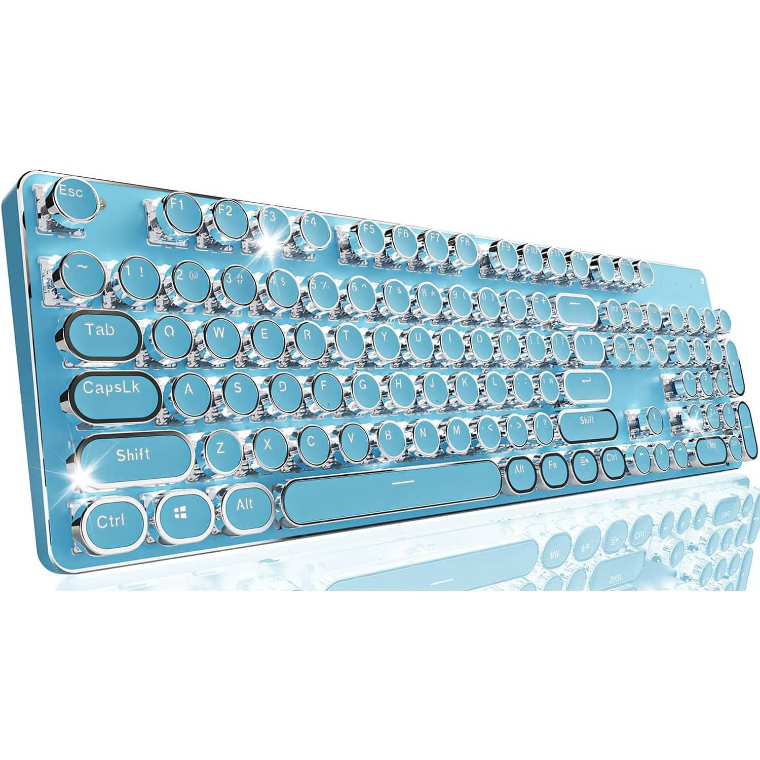 PARKER SLATER - Wireless mechanical typewriter keyboard with 104 keys, white backlight, and Bluetooth/2.4GHz/wired connection - Blue