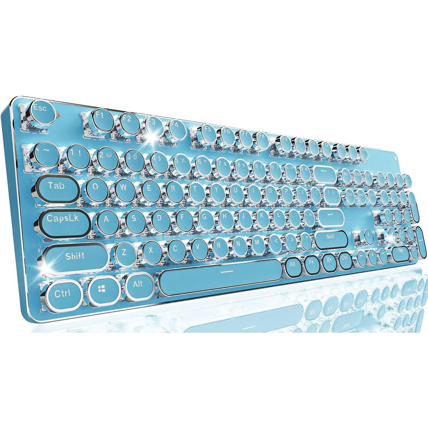 PARKER SLATER - Wireless mechanical typewriter keyboard with 104 keys, white backlight, and Bluetooth/2.4GHz/wired connection - Blue