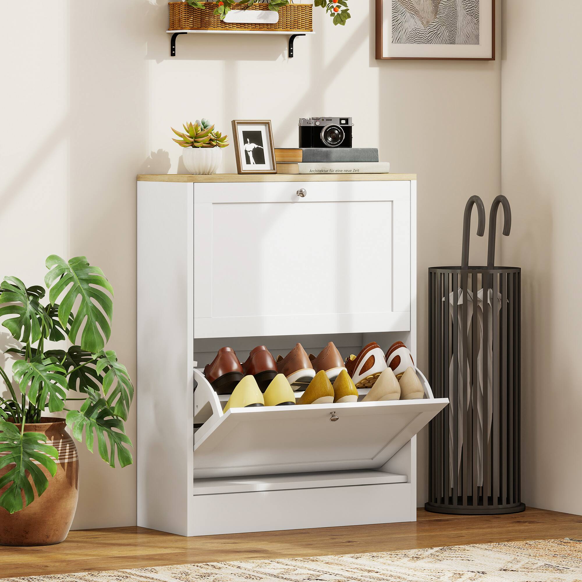 Alt View 1. Homcom - Shoe Storage Cabinet - White.