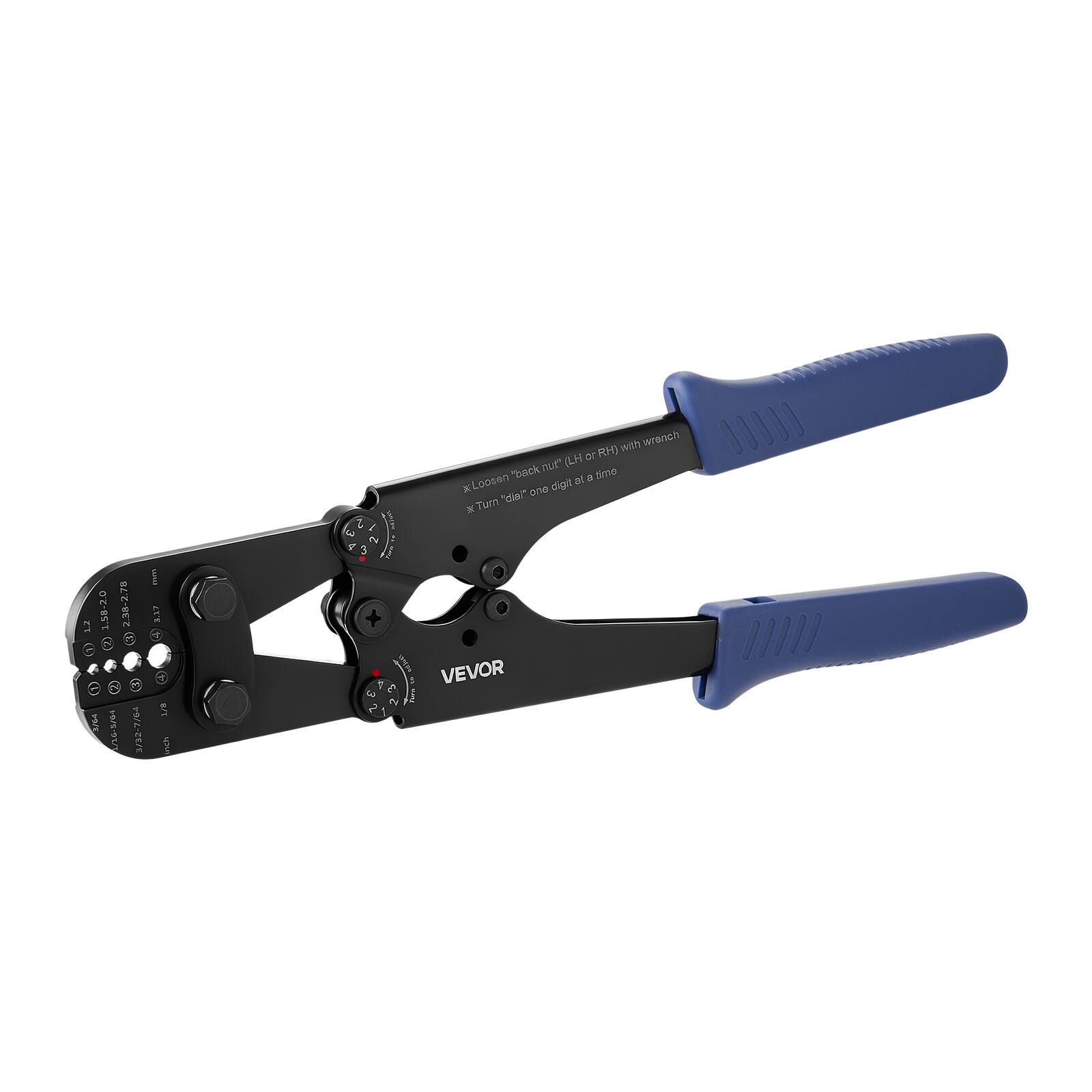 1.58-2.0 2.38 2.78 E K Susd I 3/3-7/4 I LTT 4 3 i S I I DI 3 7 e C e e with wrench or RHJ nut" (LH "back I a tmo XLoosen one diga Tirn "dlia" x 1 VEVOR I