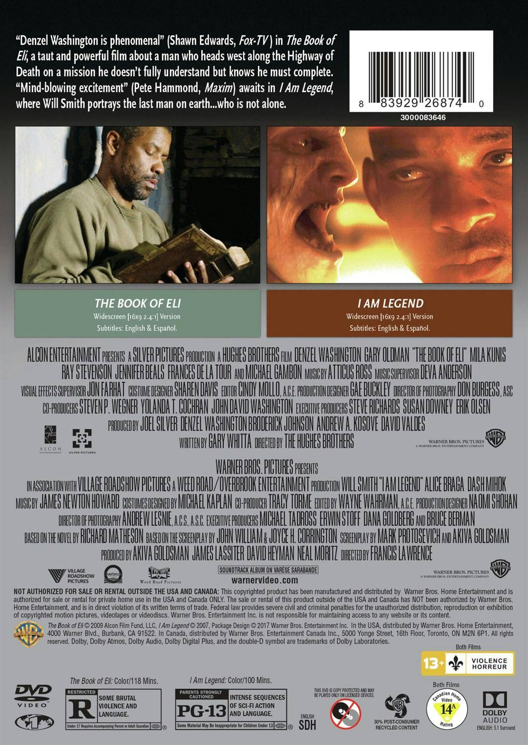 Back. The Book of Eli/I Am Legend (DVD Double Feature) [DVD].