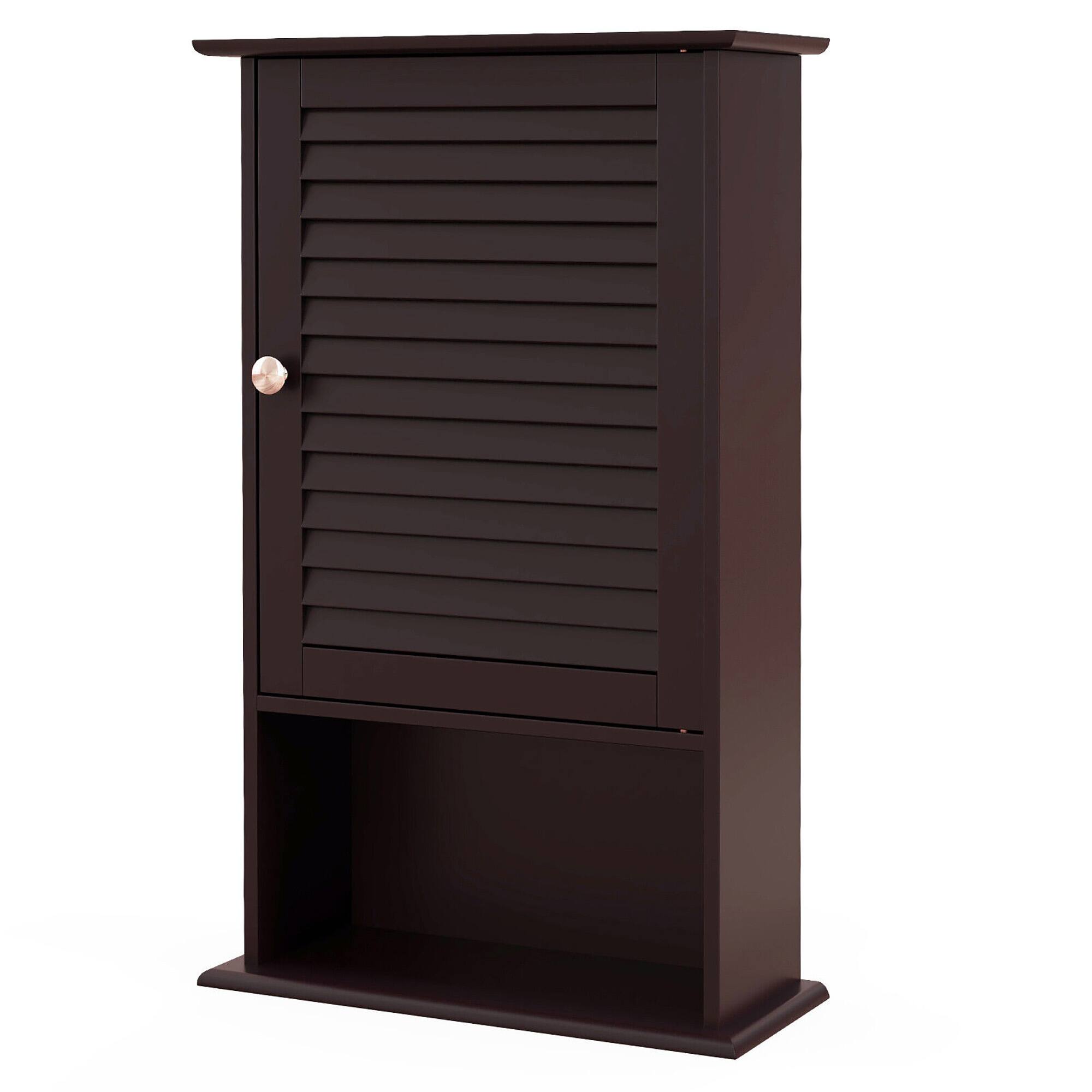 Alt View 9. Gymax - Gymax Bathroom Wall Mount Storage Cabinet Single Door w/Height Adjustable Shelf - Espresso.