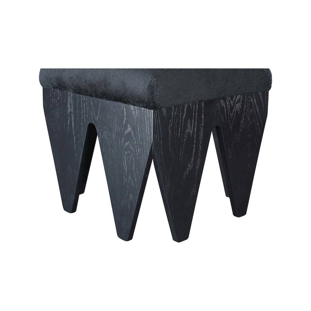 Alt View 4. Meridian Furniture - Altair Black Velour Fur Fabric Bench - Black.