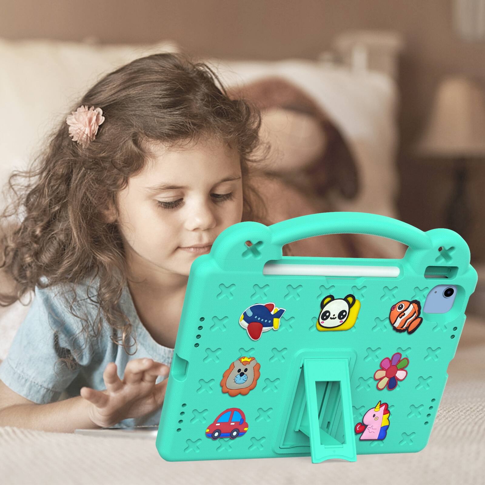 Alt View 3. UUCOVER - Kids Case for iPad (A16) 11-inch 2025 /iPad 10th Gen 10.9" 2022,Shockproof EVA Case Handle Adjustable Stand Cover - Mint.
