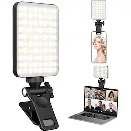 PARKER SLATER - Rechargeable clip-on selfie light for phone, laptop, or tablet, portable for video calls, live streaming, makeup