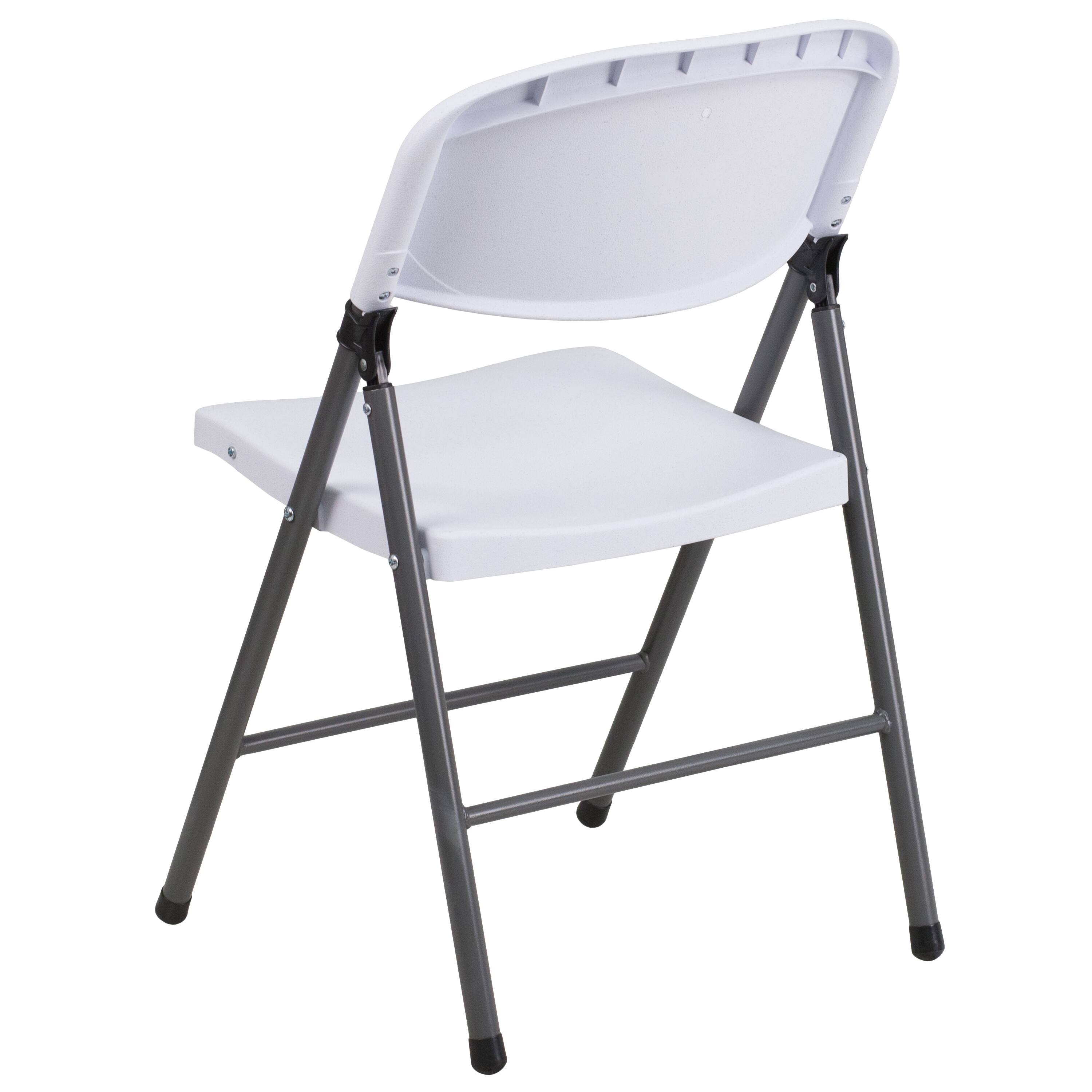 Alt View 6. Emma + Oliver - 2 Pack Home & Office 330 lb. Capacity Foldable Plastic Chair - Granite White.