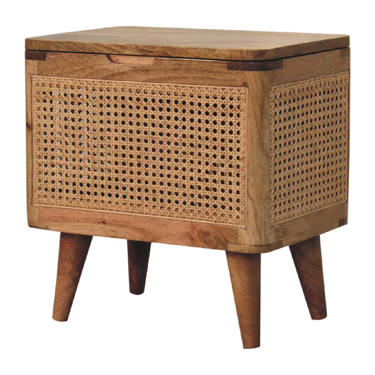Back. Artisan Furniture - Artisan Furniture Solid Wood Larissa Lid-up Storage Stool - Beige.