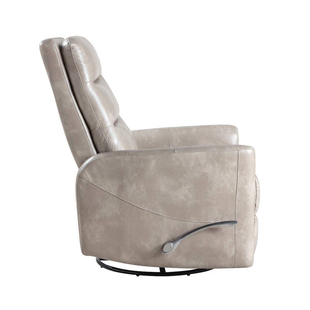 Back. New Classic Furniture - Takami Faux Leather Swivel Recliner - Grey.