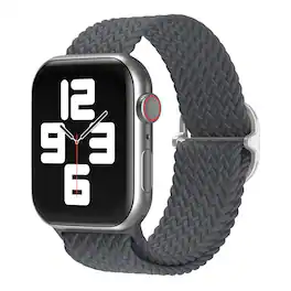 StrapsCo - Braided Stretch Band Nylon Watch Strap For Apple Watch - 40mm/41mm/42mm (Medium-Long) - Gray