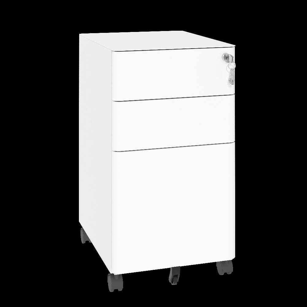 Alt View 8. Loheer - Loheer 3-Drawer Mobile File Cabinet White Metal Rolling File Cabinet with Lock Fully Assembled Anti-Tip Design.