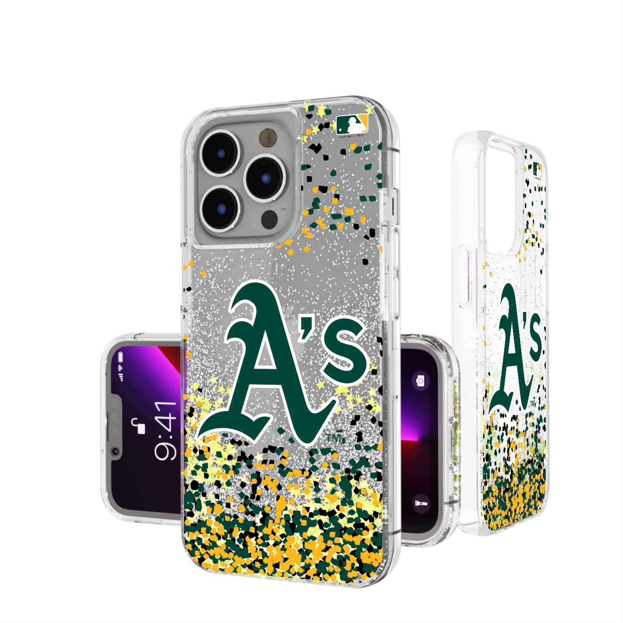 Keyscaper - MLB - Athletics Glitter Confetti iPhone Case - 13 Pro - Multicolor