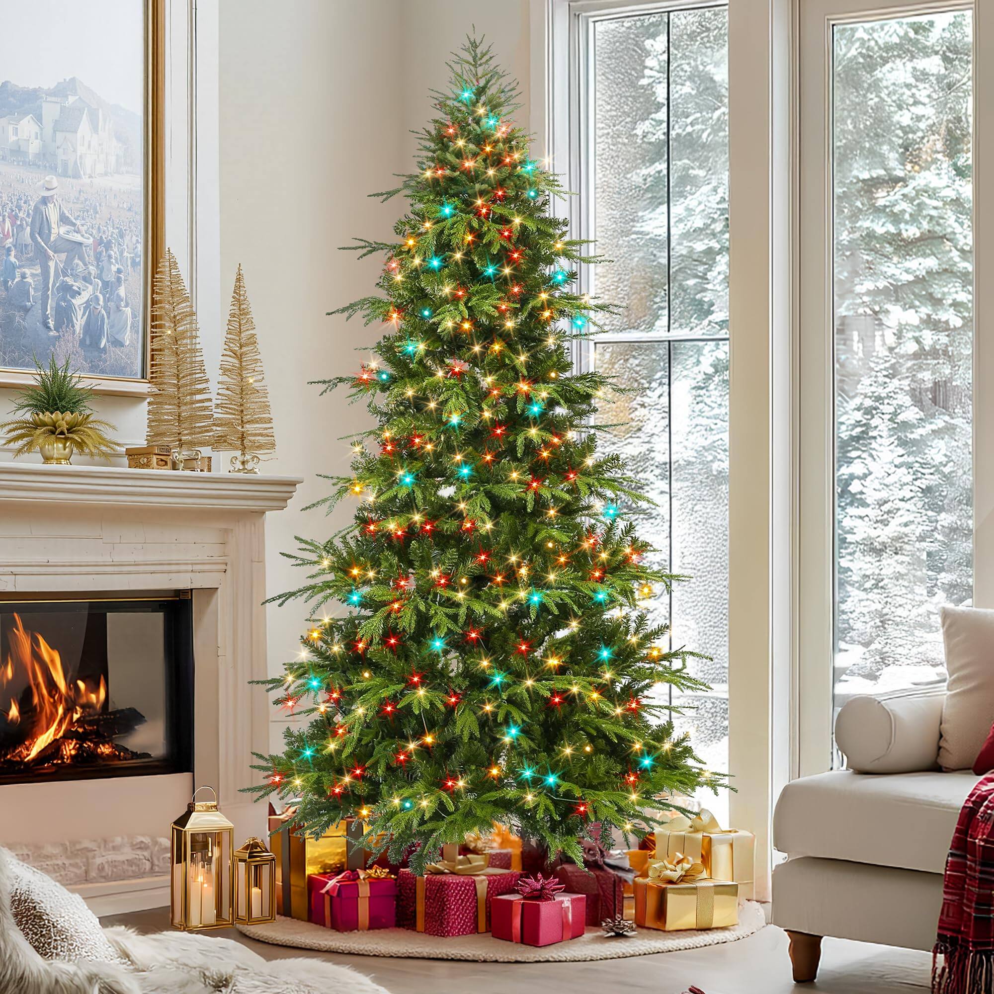 Alt View 2. Skar Audio - Prelit Pencil Christmas Tree With 300 Led Lights App Control Aspen Artificial Multi - 7ft 6in Polyester.