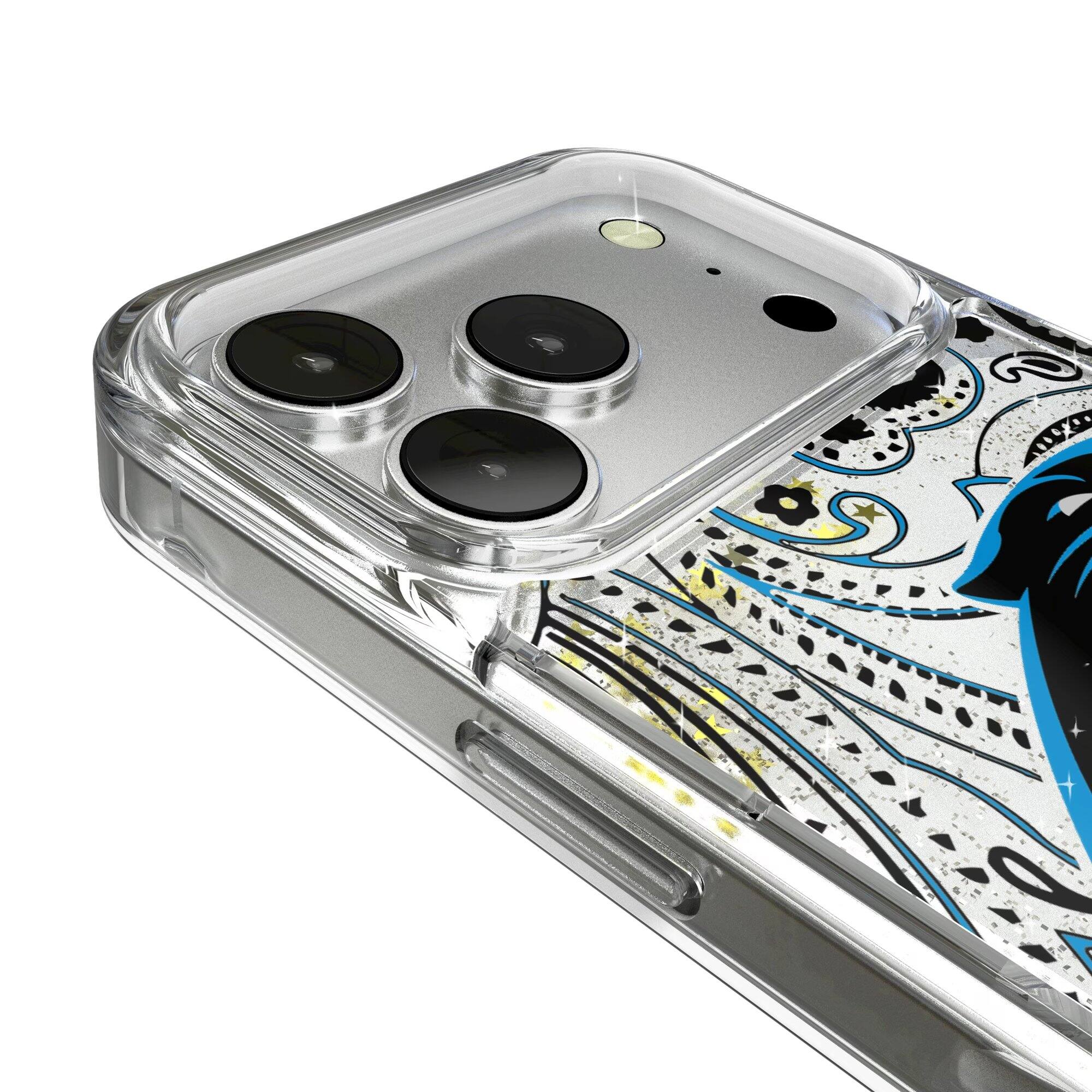 Alt View 2. Keyscaper - Carolina Panthers iPhone Paisley Design Glitter Case - 14 - Multicolor.