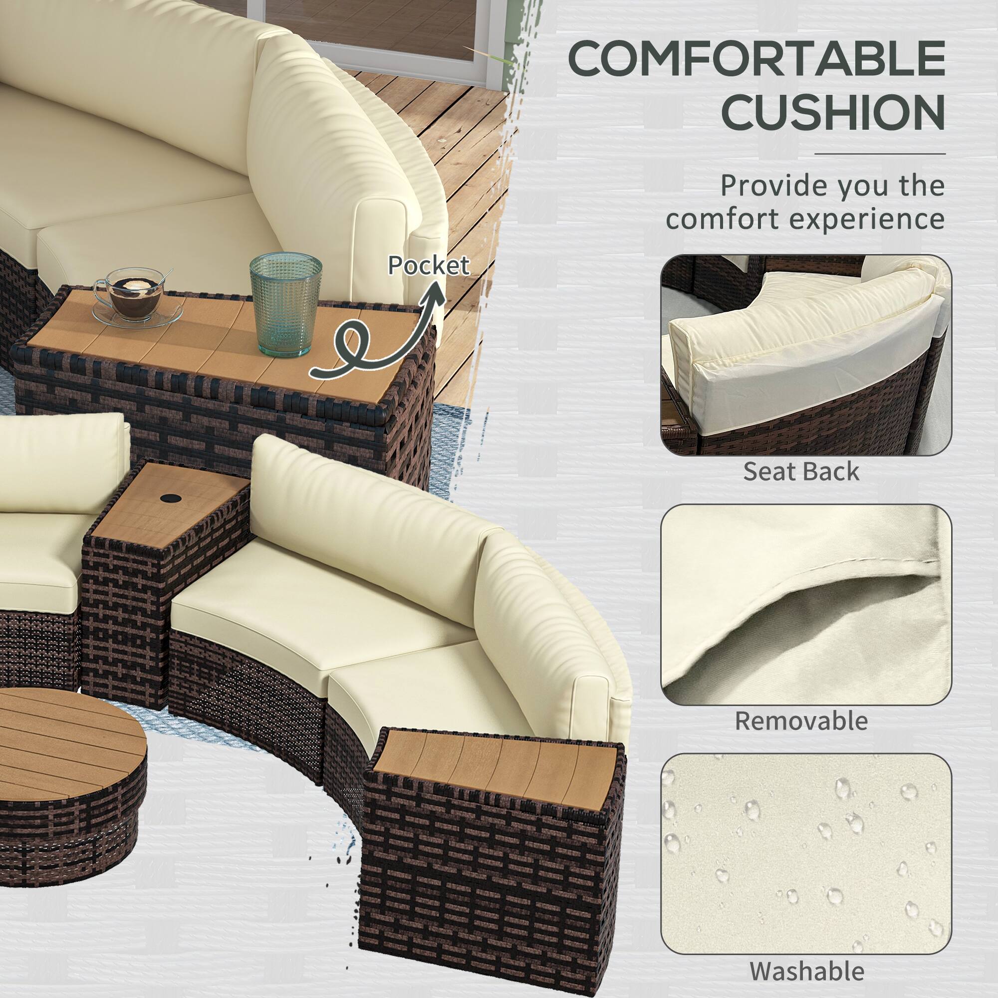 COMFORTABLE CUSHION  
Provide you the comfort experience  

- Pocket  
- Seat Back  
- Removable  
- Washable