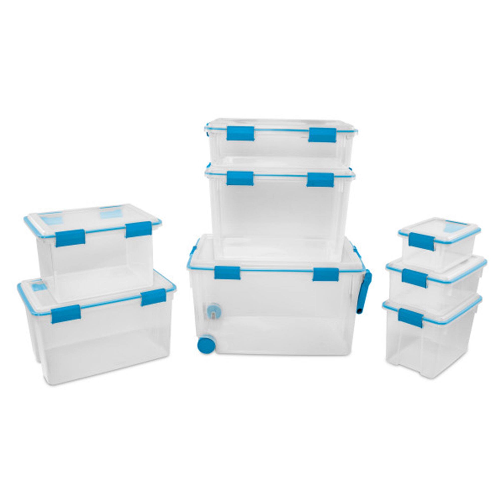 Alt View 8. Sterilite - Sterilite 54 Quart Gasket Box, Stackable Storage Bin with Latching Lid, 4 Pack - Clear.
