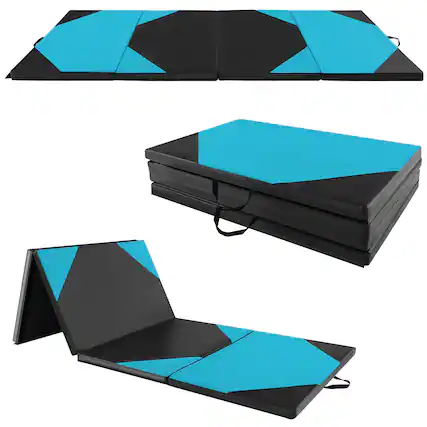 Front. Costway - Costway 10' x 4' x 2" 4-Panel Folding Gymnastics Exercise Mat w/ Hook & Loop Fasteners - Blue,Black.