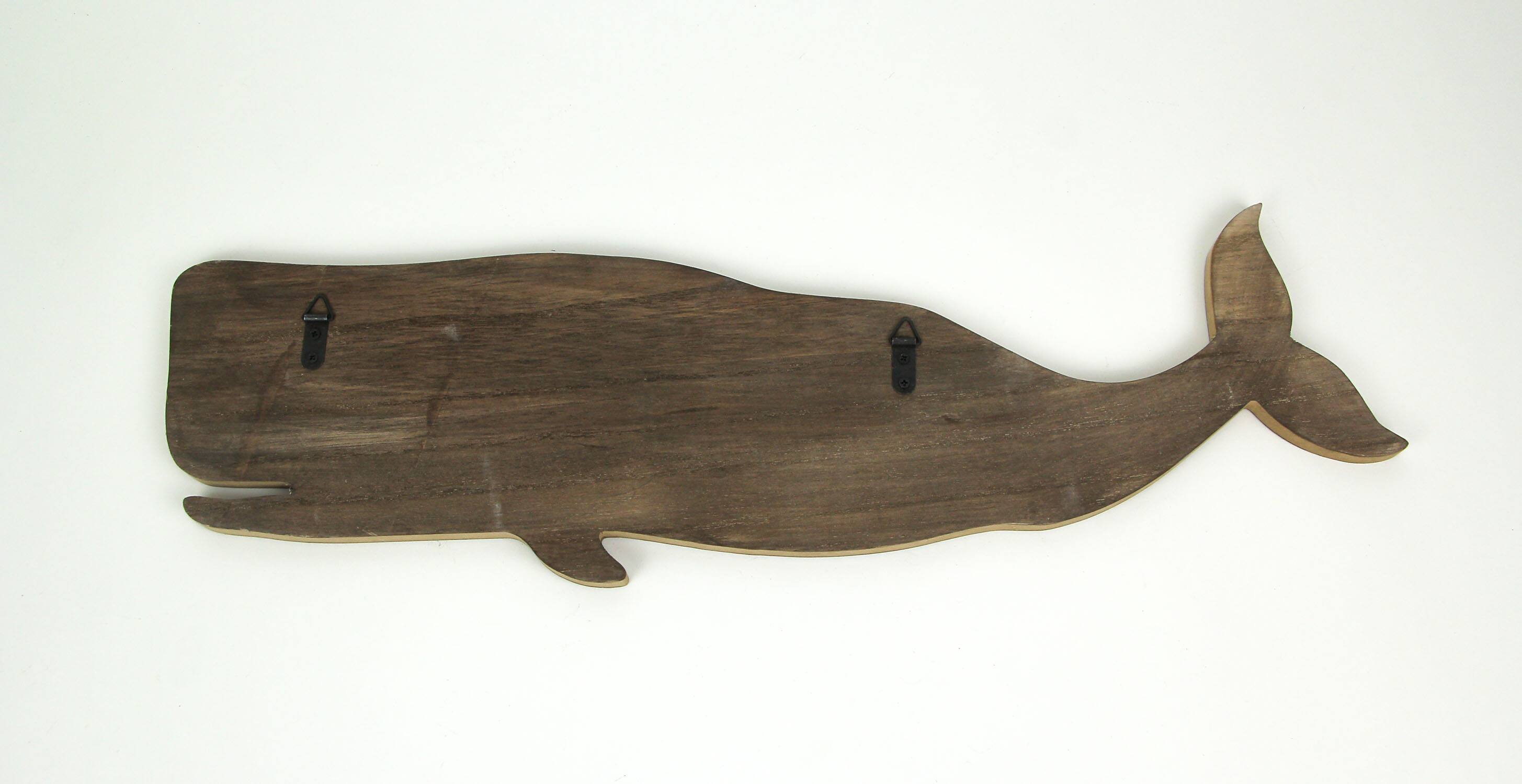 Alt View 3. Zeckos - 21 Inch Right-Facing Distressed Wooden Sperm Whale Wall Plaque W/ Metal Accents - Brown.