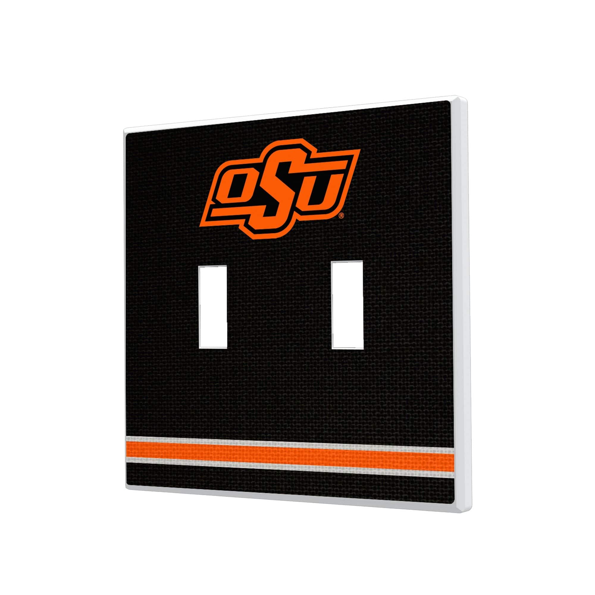 Keyscaper - Oklahoma State Cowboys Stripe Design Double Toggle Light Switch Plate - Multicolor