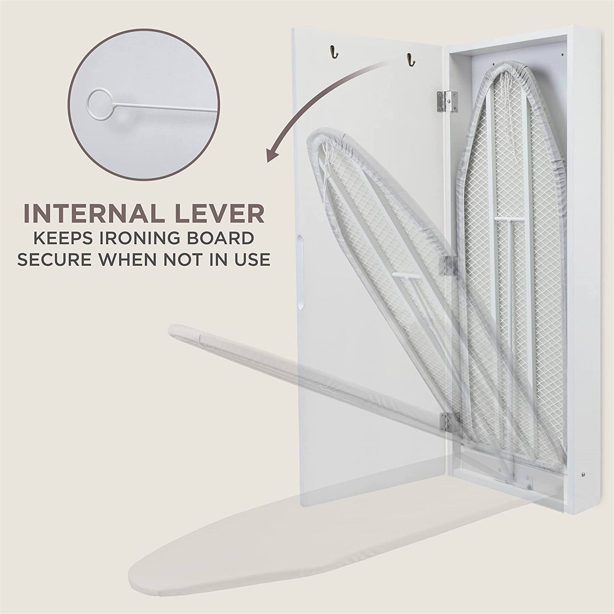 INTERNAL LEVER
KEEPS IRONING BOARD SECURE WHEN NOT IN USE