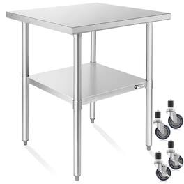 KUTLER - NSF Commercial Stainless Steel Prep and Work Table with Wheels - Silver